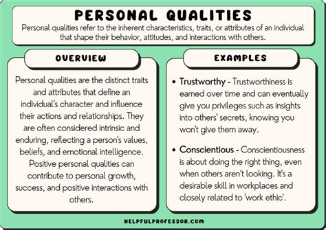 what are the characteristics of personal quality